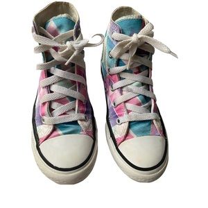 Converse All Star High Top Youth Size 13 Satin Geometric Multicolor Chuck Taylor